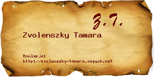 Zvolenszky Tamara névjegykártya